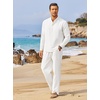 image:imageCOOFANDY Mens 2 Piece Cotton Linen Set Casual Beach Outfits Long SleeveAll White