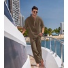 image:imageCOOFANDY Mens 2 Piece Cotton Linen Set Casual Beach Outfits Long SleeveBrown