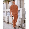 image:imageCOOFANDY Mens 2 Piece Cotton Linen Set Casual Beach Outfits Long SleeveLight Caramel