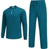image:imageCOOFANDY Mens 2 Piece Tracksuit Set Polo Athletic Sweatsuit Quarter Zip Jogging Long Sleeve Casual Sports OutfitsDenim Blue