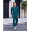image:imageCOOFANDY Mens 2 Piece Tracksuit Set Polo Athletic Sweatsuit Quarter Zip Jogging Long Sleeve Casual Sports OutfitsDenim Blue