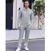 image:imageCOOFANDY Mens 2 Piece Tracksuit Set Polo Athletic Sweatsuit Quarter Zip Jogging Long Sleeve Casual Sports OutfitsLight Grey