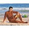 image:imageCOOFANDY Mens 2 Pieces Cotton Linen Set Henley Shirt Long Sleeve and Casual Beach Pants Summer Yoga OutfitsCaramel
