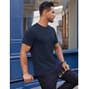 image:imageCOOFANDY Mens Cotton TShirt Short Sleeve Crew Neck Tee Shirts Casual Solid Basic TopsNavy Blue