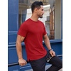 image:imageCOOFANDY Mens Cotton TShirt Short Sleeve Crew Neck Tee Shirts Casual Solid Basic TopsRed