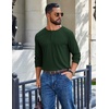 image:imageCOOFANDY Mens Henley Long Sleeve Shirt Lightweight Ribbed Pullover TShirtsArmy Green