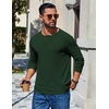 image:imageCOOFANDY Mens Henley Long Sleeve Shirt Lightweight Ribbed Pullover TShirtsArmy Green