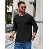 image:imageCOOFANDY Mens Henley Long Sleeve Shirt Lightweight Ribbed Pullover TShirtsBlack