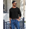 image:imageCOOFANDY Mens Henley Long Sleeve Shirt Lightweight Ribbed Pullover TShirtsBlack