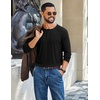 image:imageCOOFANDY Mens Henley Long Sleeve Shirt Lightweight Ribbed Pullover TShirtsBlack