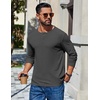 image:imageCOOFANDY Mens Henley Long Sleeve Shirt Lightweight Ribbed Pullover TShirtsDark Grey