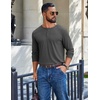 image:imageCOOFANDY Mens Henley Long Sleeve Shirt Lightweight Ribbed Pullover TShirtsDark Grey