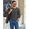 image:imageCOOFANDY Mens Henley Long Sleeve Shirt Lightweight Ribbed Pullover TShirtsDark Grey