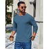 image:imageCOOFANDY Mens Henley Long Sleeve Shirt Lightweight Ribbed Pullover TShirtsDusty Blue