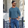 image:imageCOOFANDY Mens Henley Long Sleeve Shirt Lightweight Ribbed Pullover TShirtsDusty Blue