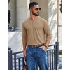 image:imageCOOFANDY Mens Henley Long Sleeve Shirt Lightweight Ribbed Pullover TShirtsKhaki