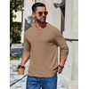 image:imageCOOFANDY Mens Henley Long Sleeve Shirt Lightweight Ribbed Pullover TShirtsKhaki