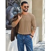 image:imageCOOFANDY Mens Henley Long Sleeve Shirt Lightweight Ribbed Pullover TShirtsKhaki