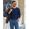 image:imageCOOFANDY Mens Henley Long Sleeve Shirt Lightweight Ribbed Pullover TShirtsNavy Blue