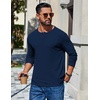 image:imageCOOFANDY Mens Henley Long Sleeve Shirt Lightweight Ribbed Pullover TShirtsNavy Blue