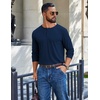 image:imageCOOFANDY Mens Henley Long Sleeve Shirt Lightweight Ribbed Pullover TShirtsNavy Blue