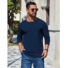 image:imageCOOFANDY Mens Henley Long Sleeve Shirt Lightweight Ribbed Pullover TShirtsNavy Blue