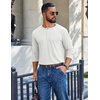 image:imageCOOFANDY Mens Henley Long Sleeve Shirt Lightweight Ribbed Pullover TShirtsWhite