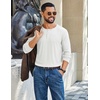 image:imageCOOFANDY Mens Henley Long Sleeve Shirt Lightweight Ribbed Pullover TShirtsWhite