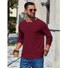 image:imageCOOFANDY Mens Henley Long Sleeve Shirt Lightweight Ribbed Pullover TShirtsWine Red