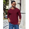 image:imageCOOFANDY Mens Henley Long Sleeve Shirt Lightweight Ribbed Pullover TShirtsWine Red