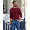 image:imageCOOFANDY Mens Henley Long Sleeve Shirt Lightweight Ribbed Pullover TShirtsWine Red