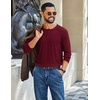 image:imageCOOFANDY Mens Henley Long Sleeve Shirt Lightweight Ribbed Pullover TShirtsWine Red