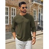 image:imageCOOFANDY Mens Henley Shirts Long Sleeve Casual TShirts Lightweight TeeArmy Green