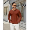 image:imageCOOFANDY Mens Henley Shirts Long Sleeve Casual TShirts Lightweight TeeCaramel
