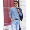image:imageCOOFANDY Mens Henley Shirts Long Sleeve TShirt Lightweight Fashion Casual Pullover Tee ShirtLight Blue