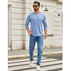 image:imageCOOFANDY Mens Henley Shirts Long Sleeve TShirt Lightweight Fashion Casual Pullover Tee ShirtLight Blue
