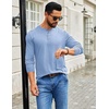 image:imageCOOFANDY Mens Henley Shirts Long Sleeve TShirt Lightweight Fashion Casual Pullover Tee ShirtLight Blue