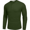 image:imageCOOFANDY Mens Henley TShirts Long Sleeve Pullover Shirt Casual Basic TeesArmy Green