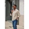 image:imageCOOFANDY Mens Knit Polo Shirt Long Sleeve Polo Sweaters Casual Golf ShirtsBeige