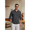 image:imageCOOFANDY Mens Knit Polo Shirt Long Sleeve Polo Sweaters Casual Golf ShirtsDark Grey