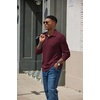 image:imageCOOFANDY Mens Knit Polo Shirt Long Sleeve Polo Sweaters Casual Golf ShirtsDark Red