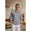 image:imageCOOFANDY Mens Knit Polo Shirt Long Sleeve Polo Sweaters Casual Golf ShirtsGrey