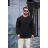 image:imageCOOFANDY Mens Long Sleeve Fleece Crewneck T ShirtBlack