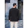 image:imageCOOFANDY Mens Long Sleeve Fleece Crewneck T ShirtBlack