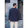 image:imageCOOFANDY Mens Long Sleeve Fleece Crewneck T ShirtNavy Blue