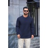 image:imageCOOFANDY Mens Long Sleeve Fleece Crewneck T ShirtNavy Blue
