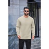image:imageCOOFANDY Mens Long Sleeve Fleece Crewneck T ShirtSand