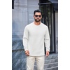 image:imageCOOFANDY Mens Long Sleeve Fleece Crewneck T ShirtWhite