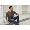 image:imageCOOFANDY Mens Long Sleeve Henley Shirts Cotton TShirts Casual Pullover Shirt Soft Stretch Basic Tees Fall TopsCaramel Brown