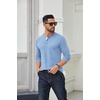 image:imageCOOFANDY Mens Long Sleeve Henley Shirts Cotton TShirts Casual Pullover Shirt Soft Stretch Basic Tees Fall TopsSapphire